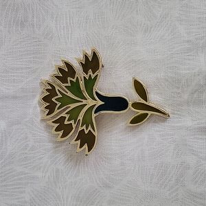 Blue, Green & Gold Floral Bouquet Pin